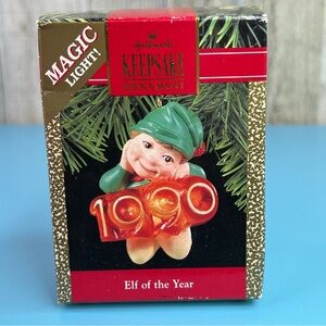 Hallmark Keepsake Ornament Magic Light 1990 Elf Of The Year Handcrafted 1990
